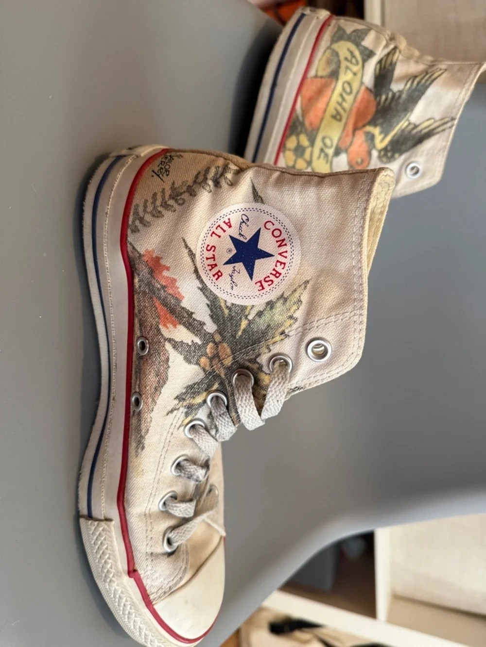 2008 Limited Edition Sailor Jerry Converse High Top Sneakers - Picture 2 of 5